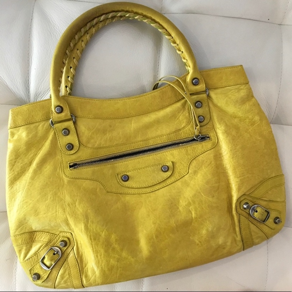 Vintage Balenciaga 2004 Chèvre Purse Bag w PH in Nicole Richie Yellow
